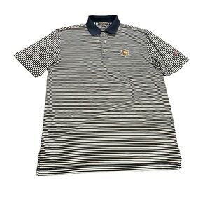 Peter Millar Navy and White Striped Polo Shirt
